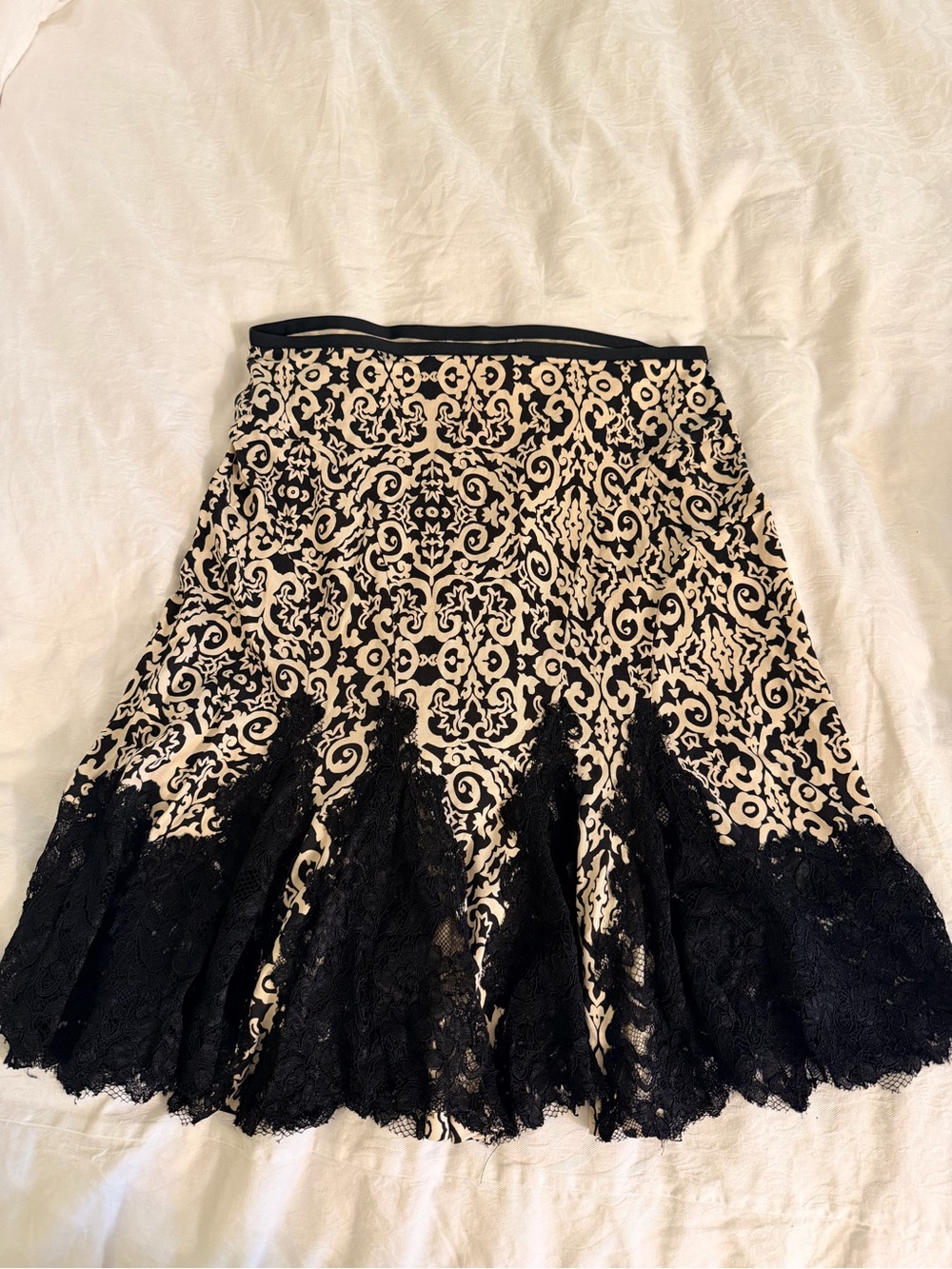 Diane von Furstenberg DVF Rhune Black Cream Lace Skirt